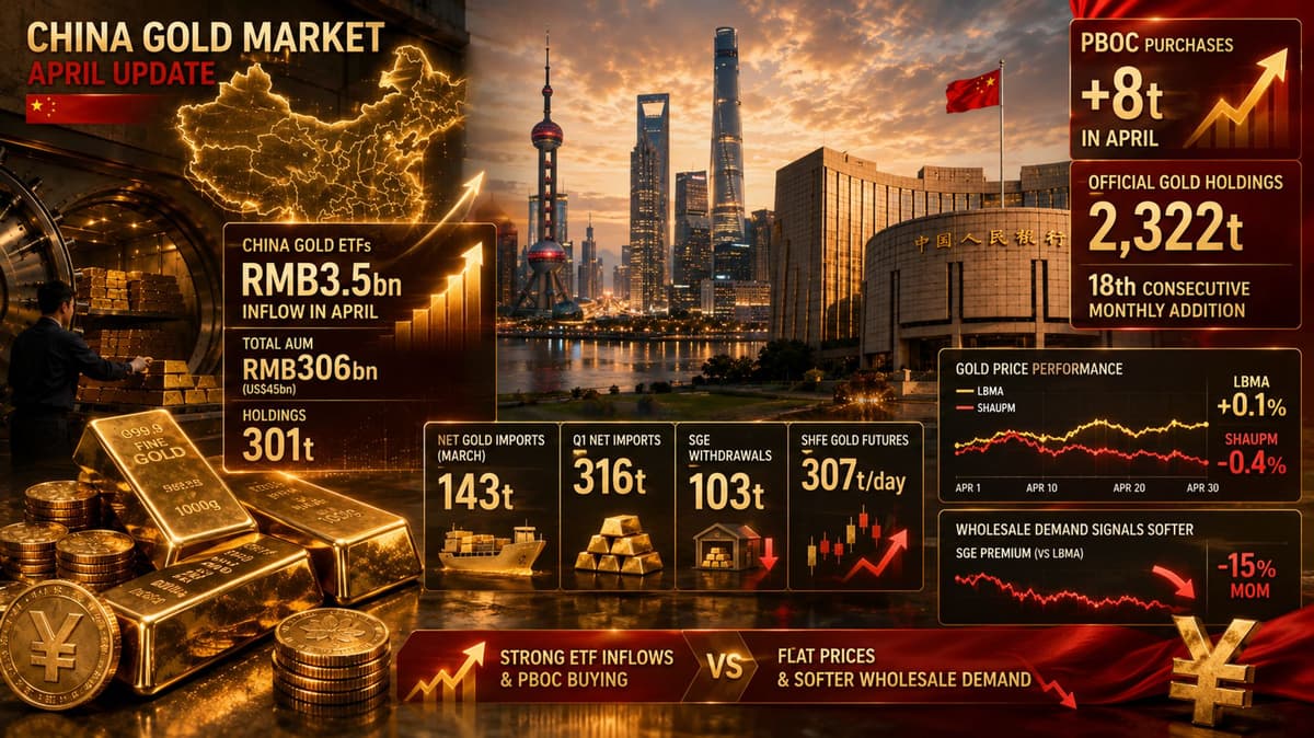Gold Price Demand in China Stays Strong as PBoC Buys 8 Tonnes